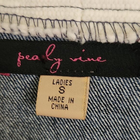 Pearly Vine Unique Sweater Denim Jean Jacket Size S - Picture 5 of 8